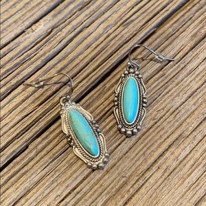 Western Turquoise Silver Earrings